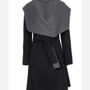 Diane Von Furstenburg Reversible Wool Blend Wrap Drape Coat Jacket Small